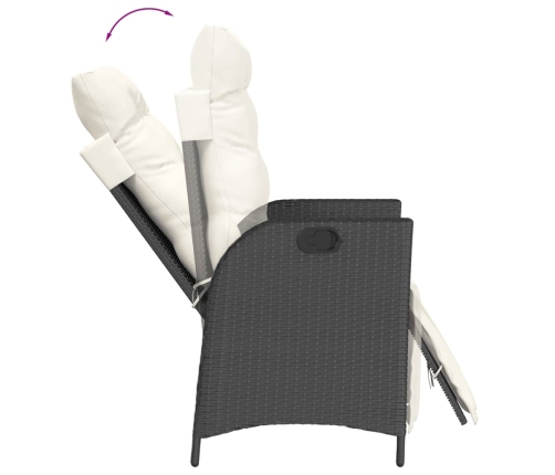 Set de comedor de jardín 7 pzas y cojines ratán sintético negro