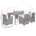 Set de comedor de jardín 7 pzas y cojines ratán sintético negro
