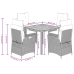 Set de muebles jardín 5 pzas con cojines ratán sintético negro