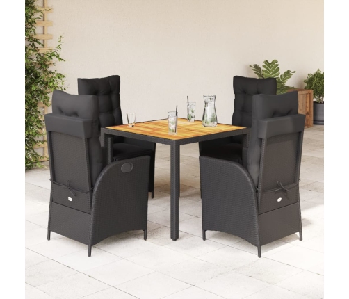 Set de muebles jardín 5 pzas con cojines ratán sintético negro