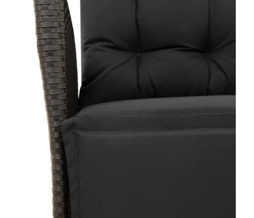 Set de comedor de jardín 7 pzas y cojines ratán sintético negro