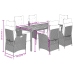 Set de comedor de jardín 7 pzas y cojines ratán sintético negro