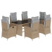 Set comedor de jardín 7 pzas con cojines ratán sintético beige