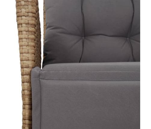 Set comedor de jardín 7 pzas con cojines ratán sintético beige