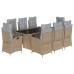 Set comedor de jardín 9 pzas con cojines ratán sintético beige