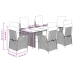 Set comedor jardín 7 pzas y cojines ratán sintético gris claro