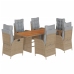 Set comedor de jardín 7 pzas con cojines ratán sintético beige