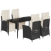 Set de muebles jardín 5 pzas con cojines ratán sintético negro
