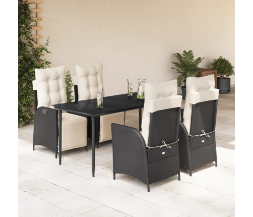 Set de muebles jardín 5 pzas con cojines ratán sintético negro