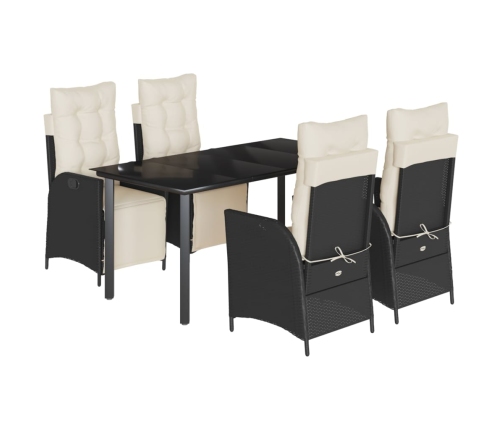 Set de muebles jardín 5 pzas con cojines ratán sintético negro