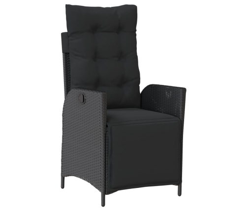 Set comedor de jardín 3 pzas con cojines ratán sintético negro