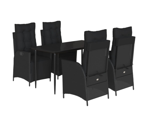 Set de muebles jardín 5 pzas con cojines ratán sintético negro