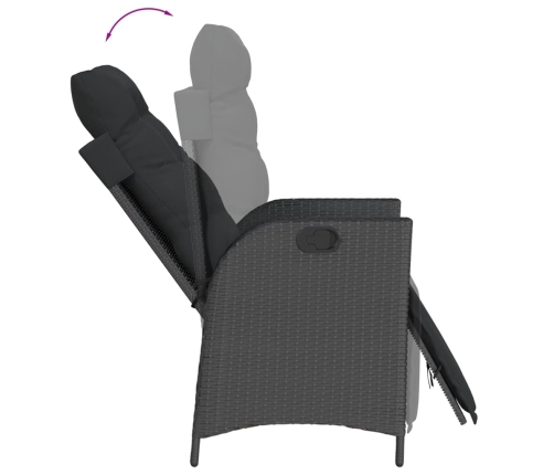 Set de muebles jardín 5 pzas con cojines ratán sintético negro