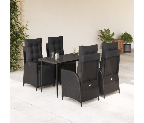 Set de muebles jardín 5 pzas con cojines ratán sintético negro