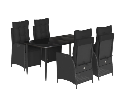 Set de muebles jardín 5 pzas con cojines ratán sintético negro