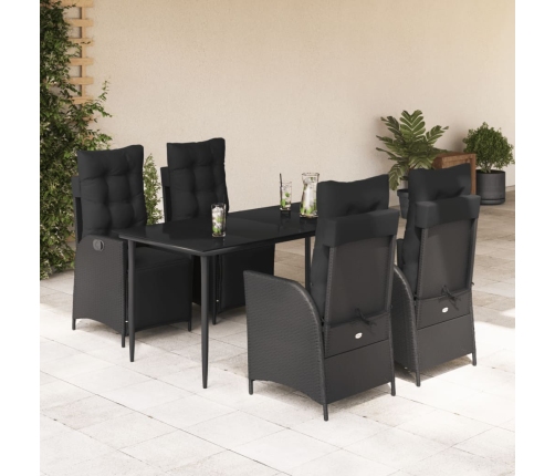 Set de muebles jardín 5 pzas con cojines ratán sintético negro