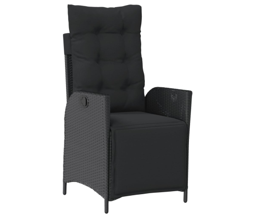 Set de comedor de jardín 7 pzas y cojines ratán sintético negro