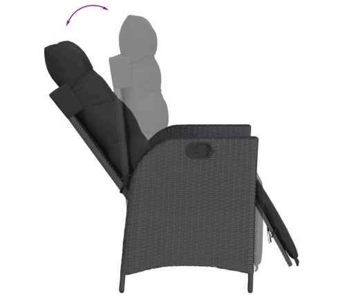 Set de comedor de jardín 7 pzas y cojines ratán sintético negro