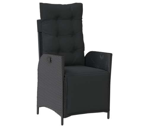 Set de comedor de jardín 9 pzas y cojines ratán sintético negro