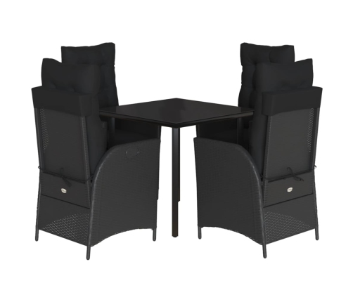 Set de muebles jardín 5 pzas con cojines ratán sintético negro