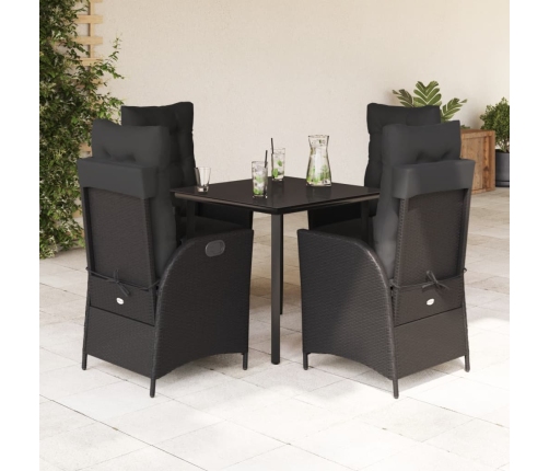 Set de muebles jardín 5 pzas con cojines ratán sintético negro