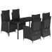 Set de muebles jardín 5 pzas con cojines ratán sintético negro
