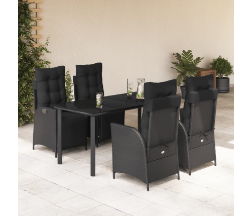 Set de muebles jardín 5 pzas con cojines ratán sintético negro