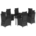Set de comedor de jardín 7 pzas y cojines ratán sintético negro