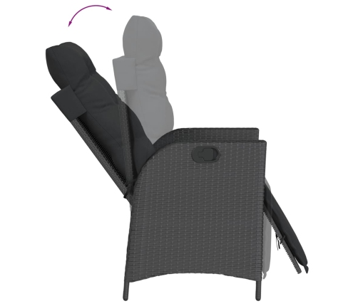 Set de comedor de jardín 7 pzas y cojines ratán sintético negro