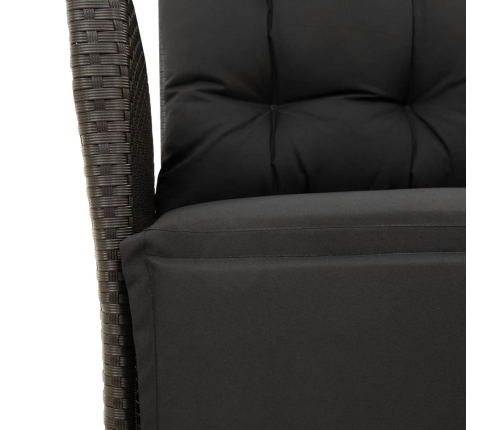 Set de comedor de jardín 7 pzas y cojines ratán sintético negro