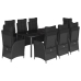 Set de comedor de jardín 9 pzas y cojines ratán sintético negro
