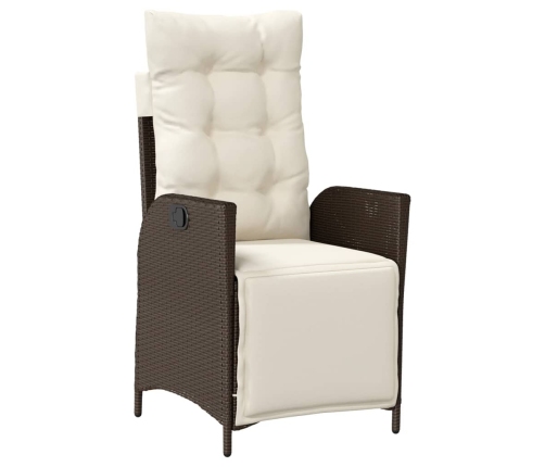 Set comedor de jardín 5 piezas y cojines ratán sintético marrón