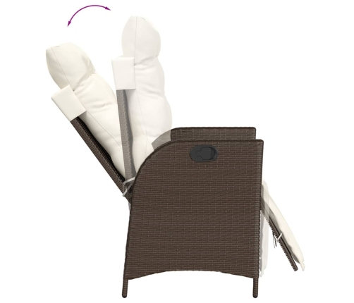 Set comedor de jardín 5 piezas y cojines ratán sintético marrón