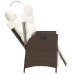 Set comedor de jardín 5 piezas y cojines ratán sintético marrón