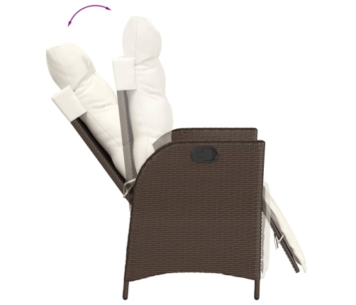 Set comedor de jardín 7 pzas con cojines ratán sintético marrón