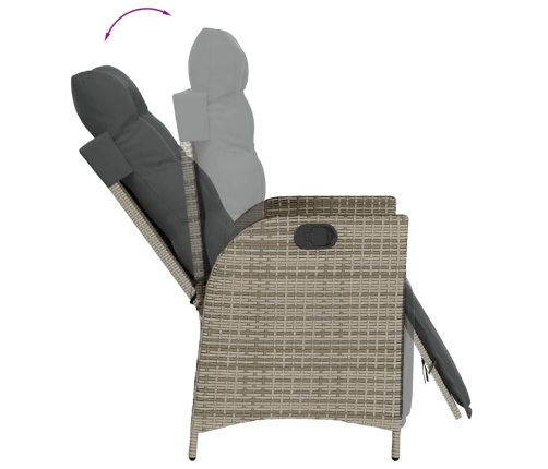 Set comedor de jardín 5 piezas con cojines ratán sintético gris