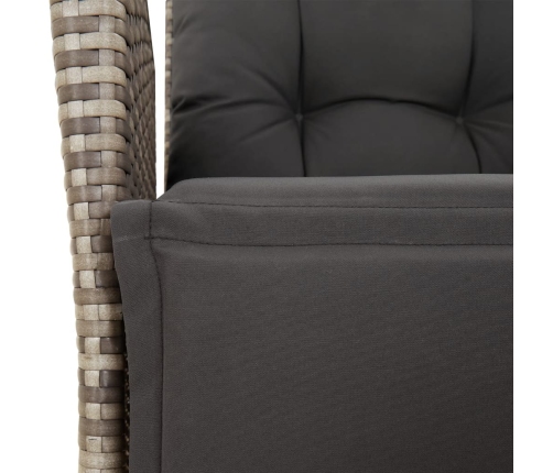 Set comedor de jardín 5 piezas con cojines ratán sintético gris