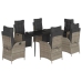 Set comedor jardín 7 pzas y cojines ratán sintético gris