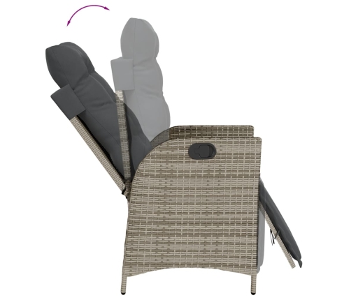 Set comedor jardín 7 pzas y cojines ratán sintético gris