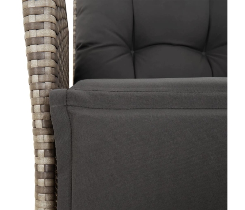 Set comedor jardín 7 pzas y cojines ratán sintético gris