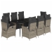 Set comedor jardín 9 pzas y cojines ratán sintético gris