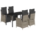 Set comedor de jardín 5 piezas con cojines ratán sintético gris