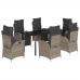 Set comedor jardín 7 pzas y cojines ratán sintético gris