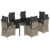 Set comedor jardín 7 pzas y cojines ratán sintético gris