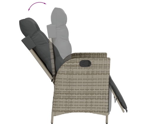 Set comedor jardín 9 pzas y cojines ratán sintético gris