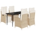 Set comedor de jardín 5 pzas con cojines ratán sintético beige