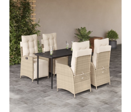 Set comedor de jardín 5 pzas con cojines ratán sintético beige