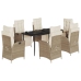 Set comedor de jardín 7 pzas con cojines ratán sintético beige