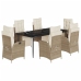 Set comedor de jardín 7 pzas con cojines ratán sintético beige