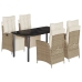 Set comedor de jardín 5 pzas con cojines ratán sintético beige